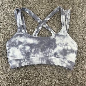 marble strappy back sports bra